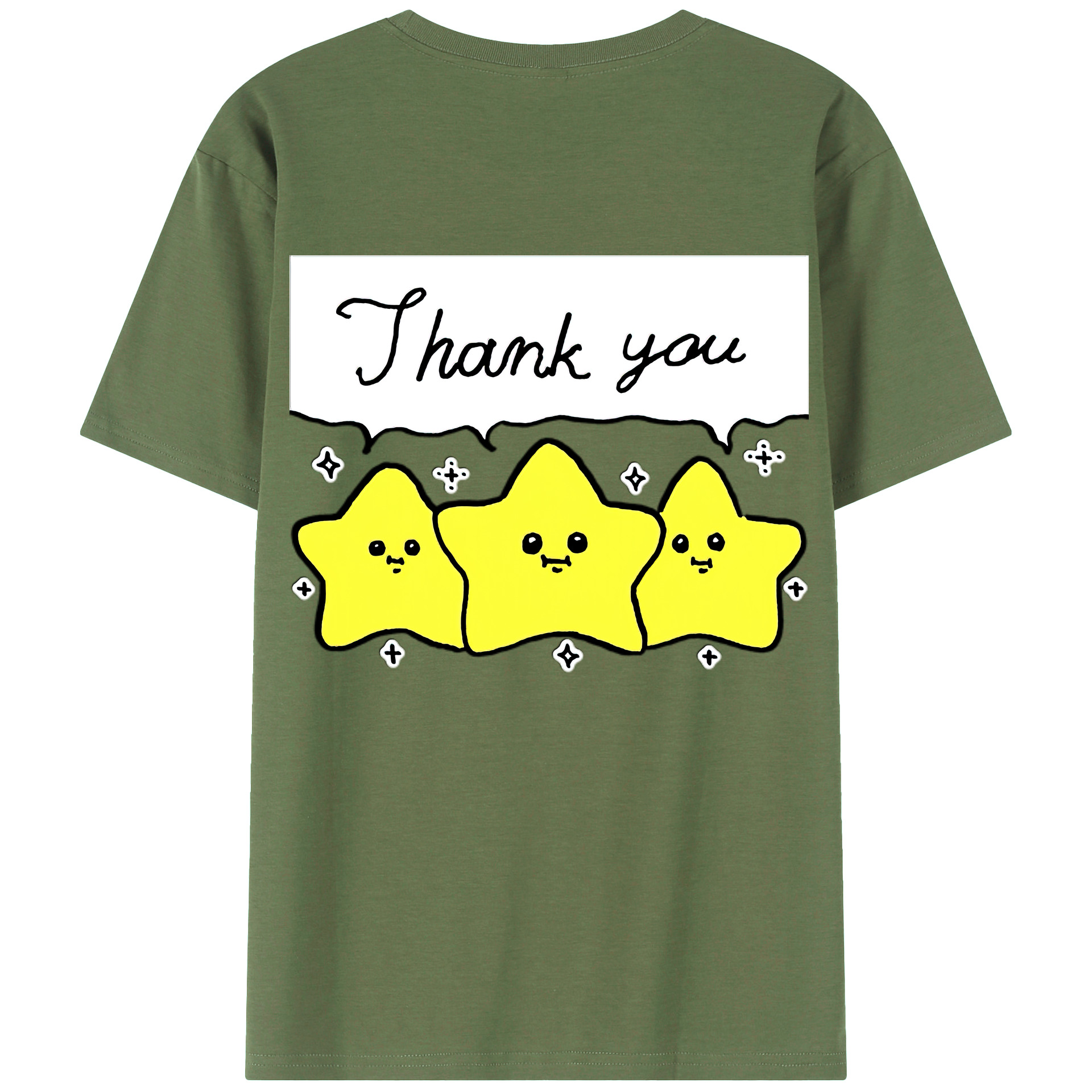 （画像用） ちいかわ 流れ星 Chii-kawa Shooting star 綿100％ メンズ半袖Tシャツ（バックプリント） 通気性